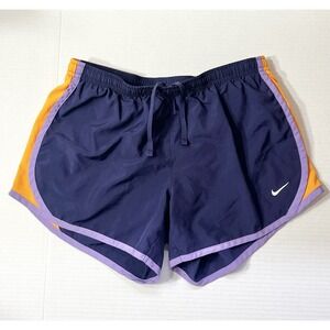 Nike Running Shorts Women's Large Purple Orange Built In Briefs DriFit Gym Athl